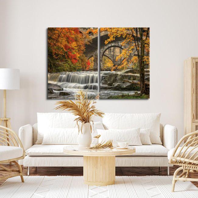 Canvas print Berea falls In autumn, two panels