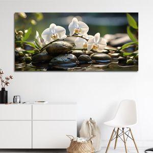 Canvas printWhite orchids, panoramic