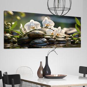 Canvas print  White orchids panoramic Framed canvas View 1 2