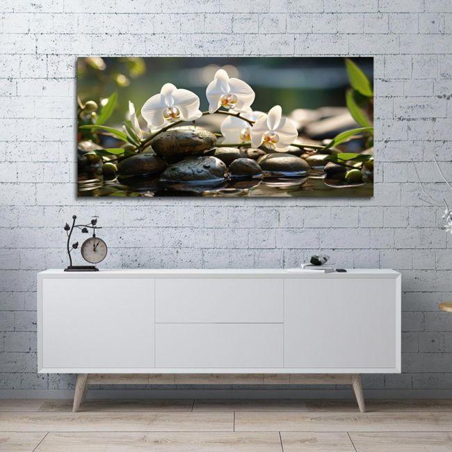 Canvas printWhite orchids, panoramic