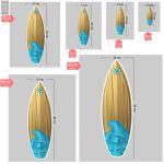 Wooden figure printed Surf board