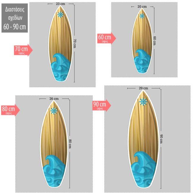 Wooden figure printed Surf board