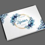 Wishes book, Blue flowers golden circles