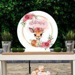 Wooden printed sign, Fawn red flowers