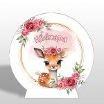Wooden printed sign, Fawn red flowers