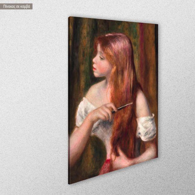Canvas print Young girl combing her hair, Renoir P. A.