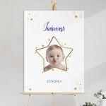 Canvas print Baptism decoration, Gold star and photo vertical