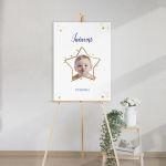 Canvas print Baptism decoration, Gold star and photo vertical