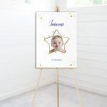 Canvas print Baptism decoration, Gold star and photo vertical