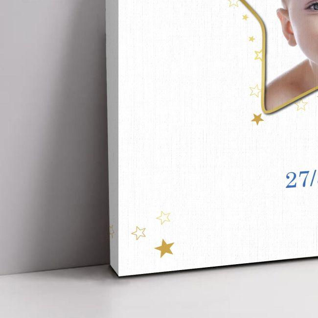 Canvas print Baptism decoration, Gold star and photo vertical