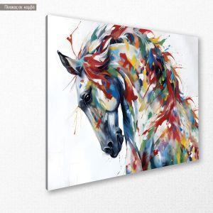 Πίνακας σε καμβά Horse in abstract colors 2