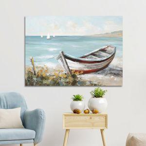 Πίνακας σε καμβά Boat by the sea side, οριζόντιο