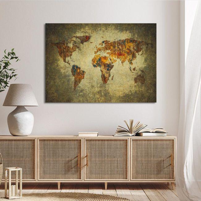 Canvas print Map of the world, grudge style