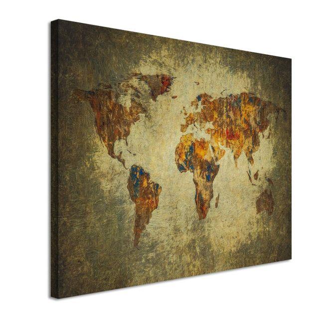 Πίνακας σε καμβά Map of the world, grudge style