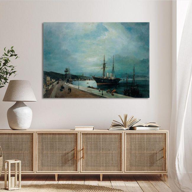 Canvas print Moonlight port of volos, Volanakis