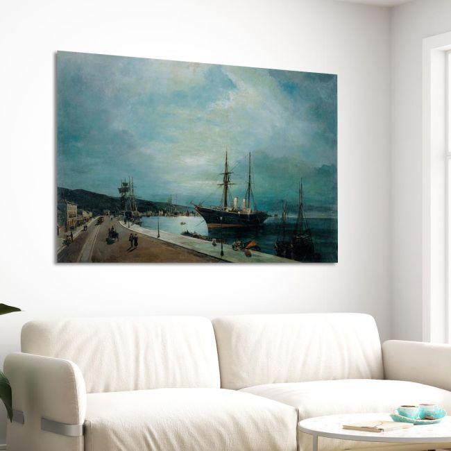 Canvas print Moonlight port of volos, Volanakis