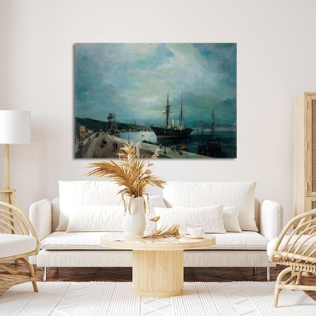 Canvas print Moonlight port of volos, Volanakis