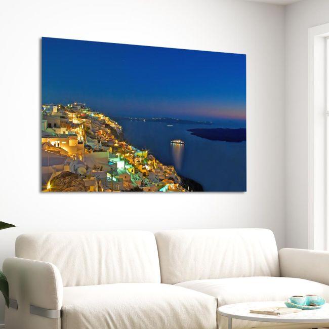 Canvas print Santorini at night
