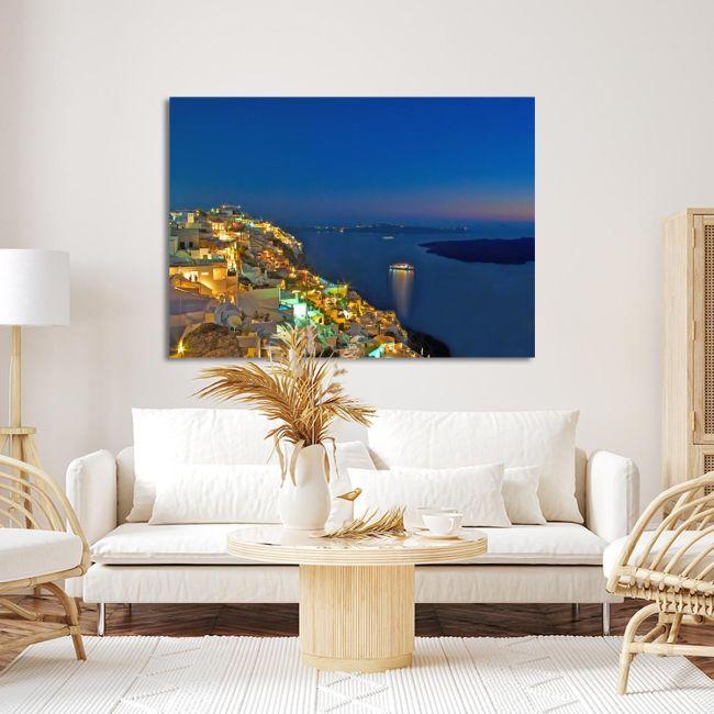 Canvas print Santorini at night