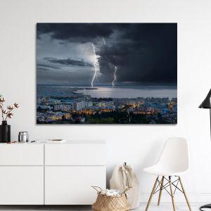 Canvas print Thunderstorm at Thessaloniki