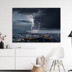 Canvas print Thunderstorm at Thessaloniki