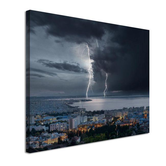 Canvas print Thunderstorm at Thessaloniki