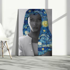 Πίνακας ζωγραφικής Storm's starry night reart, (original Vincent van Gogh)