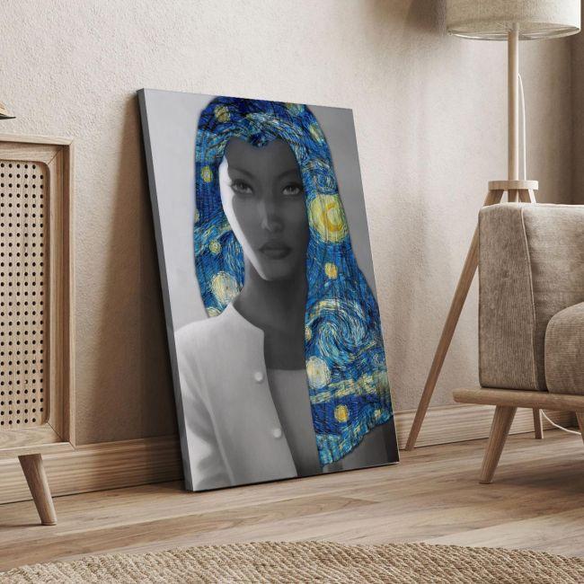 Πίνακας ζωγραφικής Storm's starry night reart, (original Vincent van Gogh)