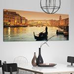 Πίνακας σε καμβά Rialto bridge and gondolas, πανοραμικός