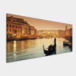 Canvas print Rialto bridge and gondolas, panoramic