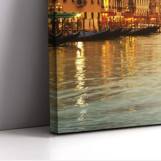 Canvas print Rialto bridge and gondolas, panoramic