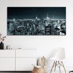 Canvas print Manhattan skyline at night, panoramic