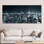 Canvas print Manhattan skyline at night, panoramic