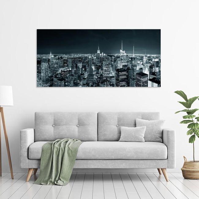 Canvas print Manhattan skyline at night, panoramic