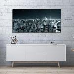 Canvas print Manhattan skyline at night, panoramic