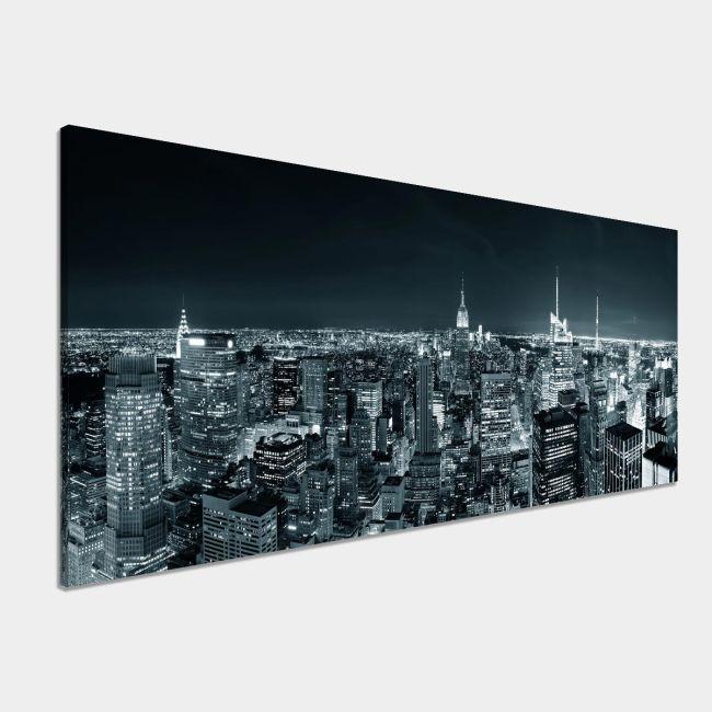 Canvas print Manhattan skyline at night, panoramic