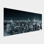 Canvas print Manhattan skyline at night, panoramic