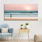 Canvas print Child and the sea, panoramic