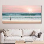 Canvas print Child and the sea, panoramic