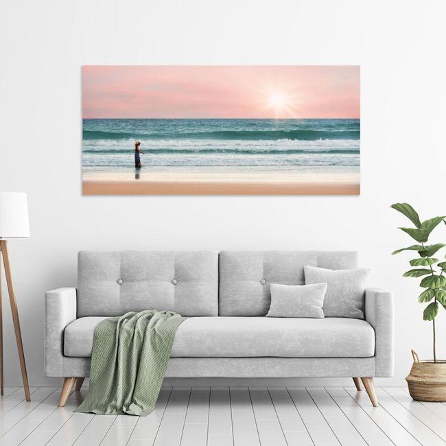 Canvas print Child and the sea, panoramic