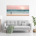 Canvas print Child and the sea, panoramic