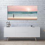 Canvas print Child and the sea, panoramic