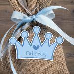 Wooden figure printed crown blue, with name