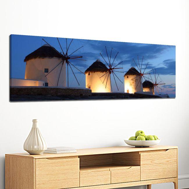 Canvas print Windmills, panoramic