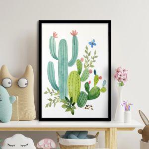 Πολύχρωμοι κάκτοι αφίσα κάδρο  Αφίσα πόστερ με μαύρη κορνίζα