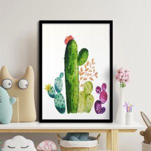 Πολύχρωμοι κάκτοι I αφίσα κάδρο  Αφίσα πόστερ με μαύρη κορνίζα