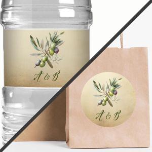 Sticker label Geomteric shapes and golden flowers