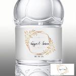 Sticker label Geomteric shapes and golden flowers