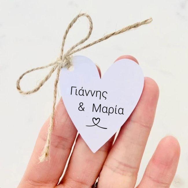 Καρτελάκια ευχαριστήρια, λευκό, κοπτικό καρδιά