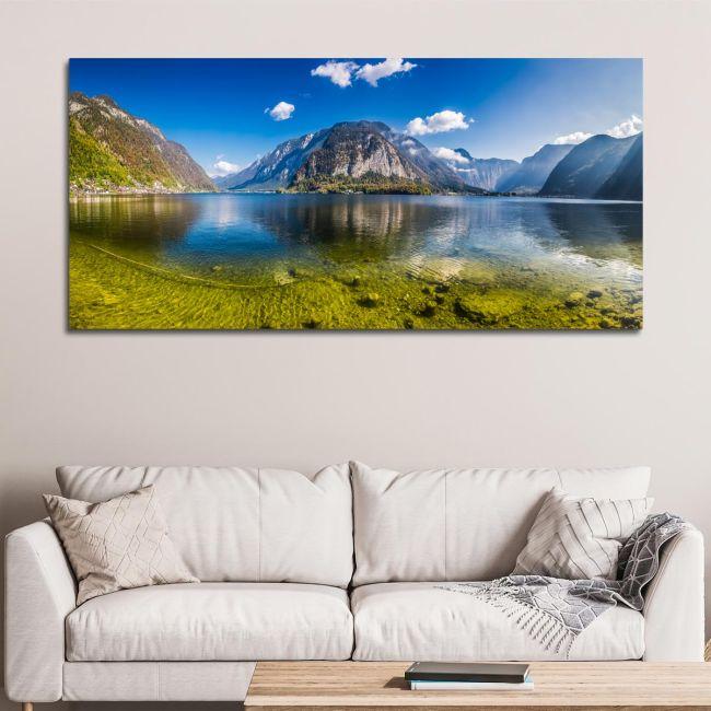 Canvas print Crystal clear mountain lake, panoramic